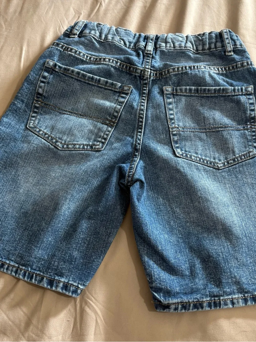 The Children’s Place Boys Light Wash Denim Jean Shorts Size 12 Elastic Waist EUC